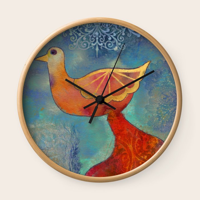 Phoenix Bird Art Illustration Digital Mixed Media Painting Wall