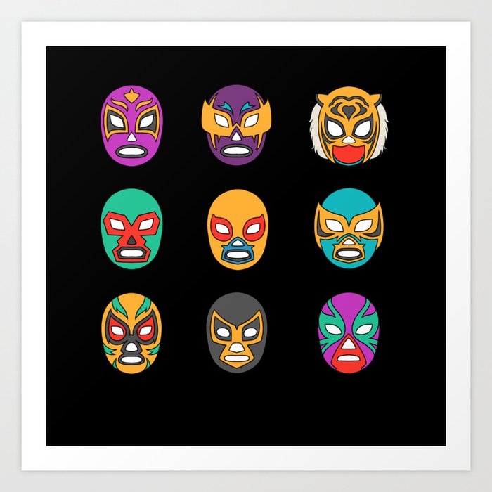 Mexican Wrestler Lucha Libre Masks Art Print