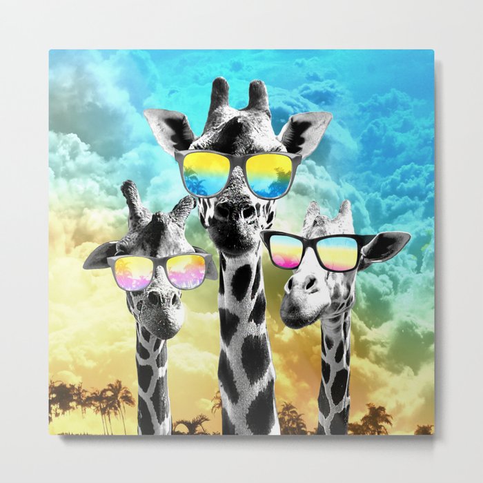 Crazy Cool Giraffe Metal Print