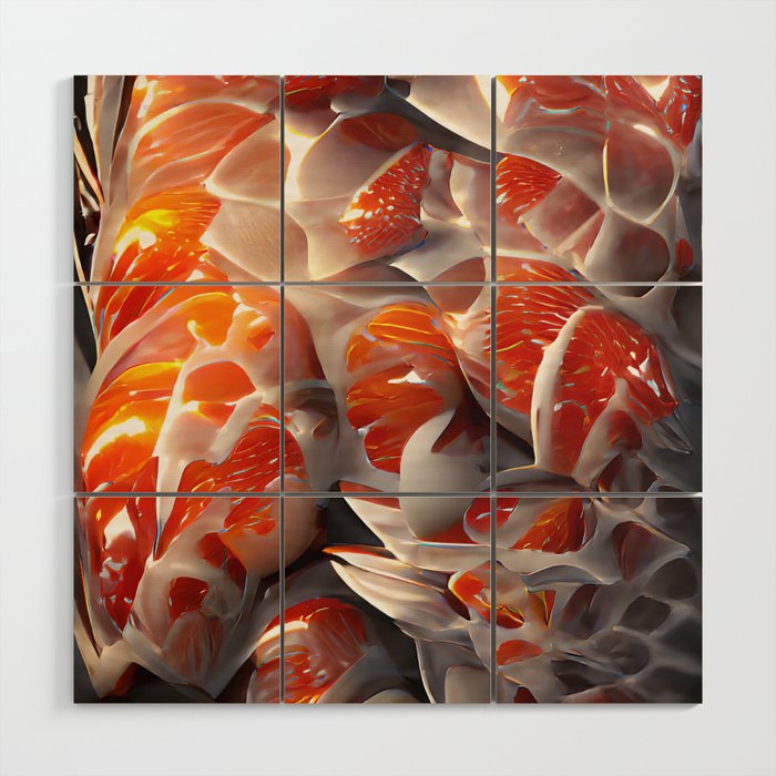 Koi Fish Abstract Aesthetic No1 Wood Wall Art