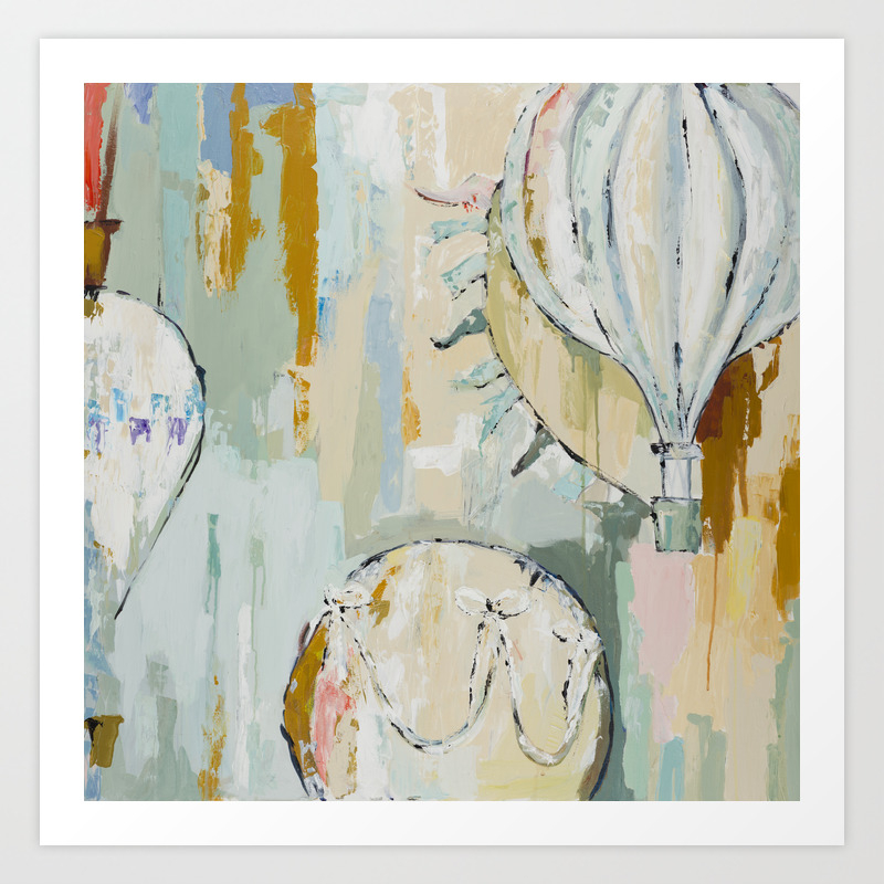 Rise Hot Air Balloon Original Painting On Canvas Art Print By