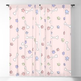 Childish seamless pink pattern with cute dogs, paws and inscriptions. Texture for baby clothes, fabric, wrapping paper and textiles. Blackout Curtain