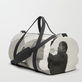 Louis Armstrong at the Spinx and Egyptian Pyrimids Vintage black and white photography / photographs Duffle Bag