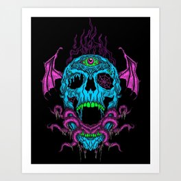Flying skull Art Print