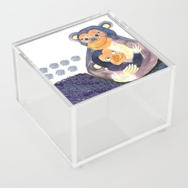 Mother chimpanzee and son - watercolor animals-monkey Acrylic Box