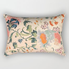 Chinoiserie Pink Floral Painted Silk Pattern Rectangular Pillow
