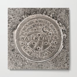 Sepia New Orleans Water Meter Louisiana Crescent City NOLA Water Board Metalwork Metal Print | Bronze, Pillow, Taupe, Neworleans, Sepia, Photo, Waterboard, Louisiana, Tapestry, Celestialart 