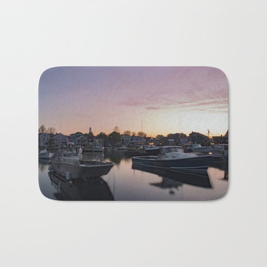 Rockport Harbor at twilight Bath Mat