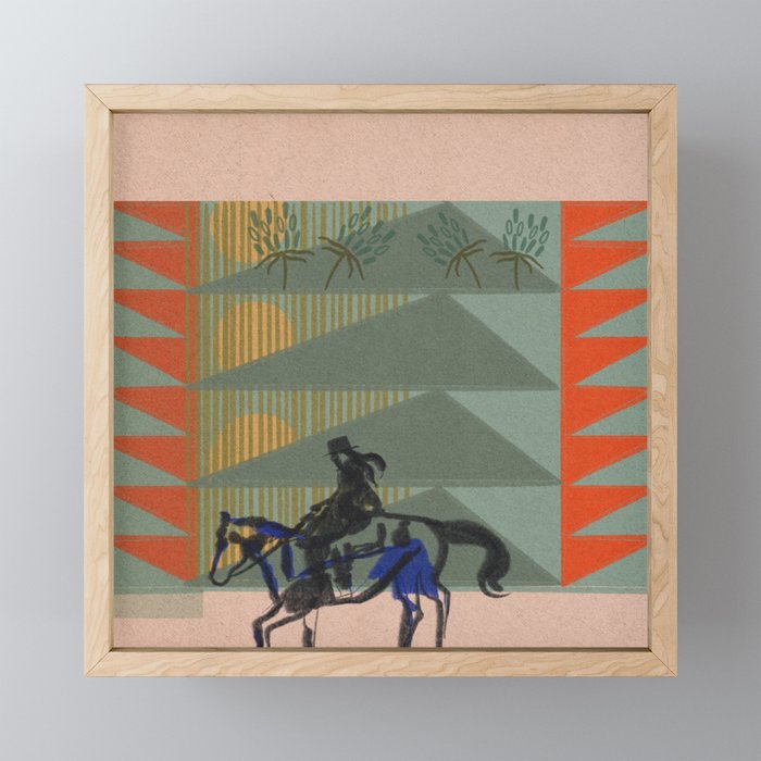 Vaquera/Cowgirl Sunset Framed Mini Art Print