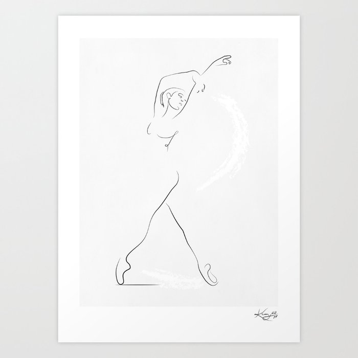 'REMINISCE', Dancer Line Drawing Art Print