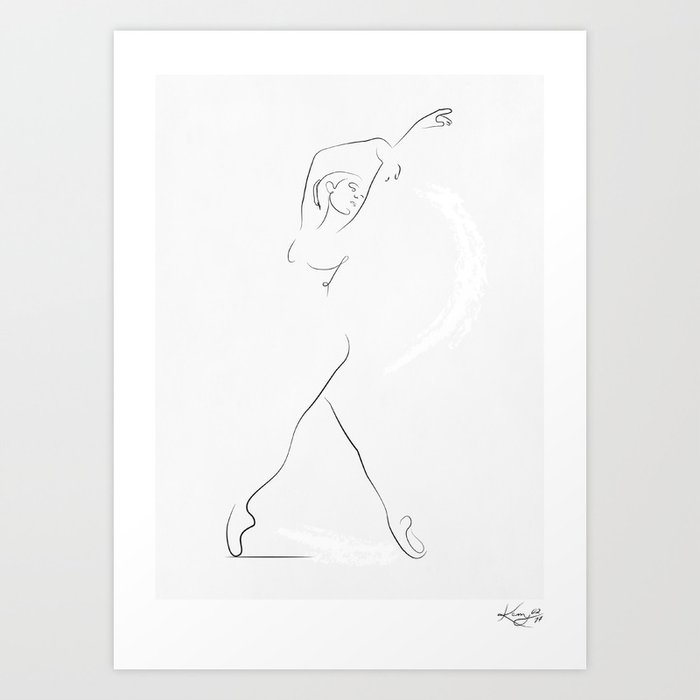 U0026 39 Reminisce U0026 39 Dancer Line Drawing Art Print By Kerrykg