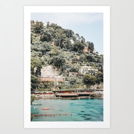 Crystal Clear Paraggi Beach | Mediterranean swimming cove of the Riviera | Italy travel art Art Print