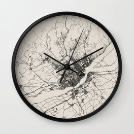 Quebec, Canada Map - Black and White Artistic  Wall Clock