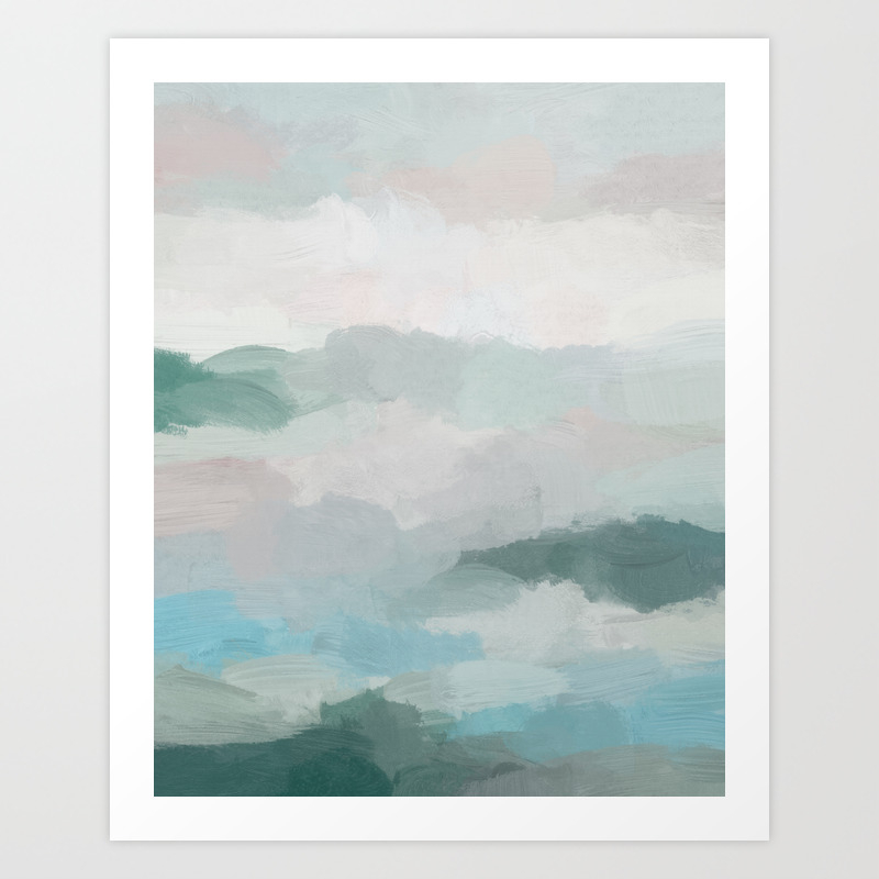 green and pink wall art boho art print sage green decor