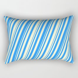 [ Thumbnail: Blue & Light Yellow Colored Stripes Pattern Rectangular Pillow ]