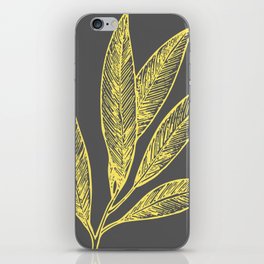 Elegant Leaves Nature Gray Grey Yellow iPhone Skin