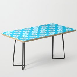 Vivid Sky Blue and White Hibiscus Pattern Coffee Table
