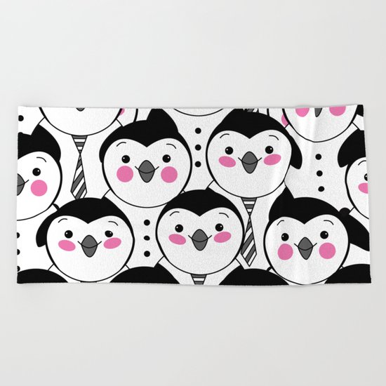 cute penguin Beach Towel