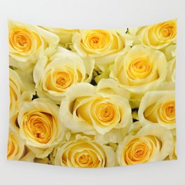 soft yellow roses close up Wall Tapestry