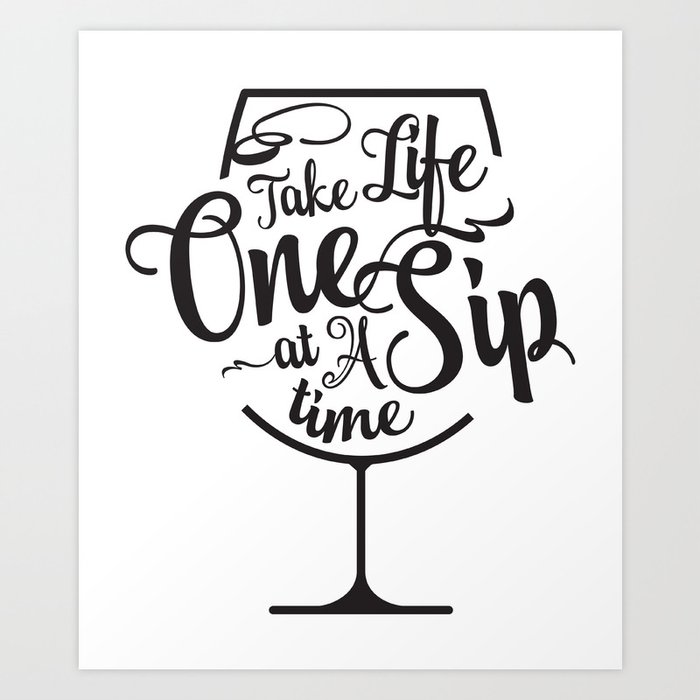 WALL ART DECAL VINYL STICKER WINE DRINK TAKE LIFE ONE SIP AT A TIME KITCHEN 
