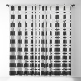 Black And White Grid Blend Pattern Blackout Curtain
