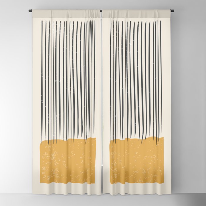 Mid Century Modern Minimalist Rothko Inspired Color Field With Lines  Geometric Style Blackout Curtain by EnShape