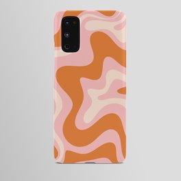 Liquid Swirl Retro Abstract Pattern in Pink Orange Cream Android Case