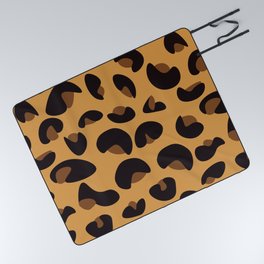 Abstract Seamless Leopard Print Pattern - Licorice and Jasper Orange Picnic Blanket