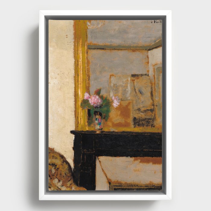 Vase of Flowers on a Mantelpiece, 1900 by Edouard Vuillard Framed Canvas