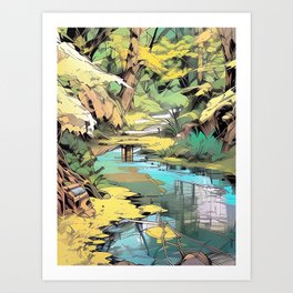 Blue Spring in Redwood Forest Art Print