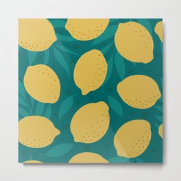 Green Yellow Lemon Pattern Metal Print | Moderndesign, Green, Graphical, Yellow, Pattern, Lime, Lemonpattern, Plant, Botanical, Healthy 