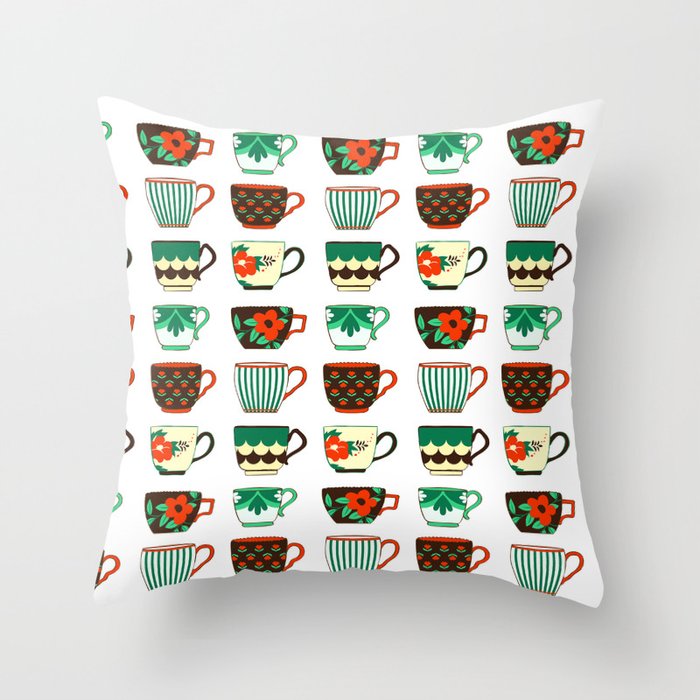 Coffee Cups Throw Pillow