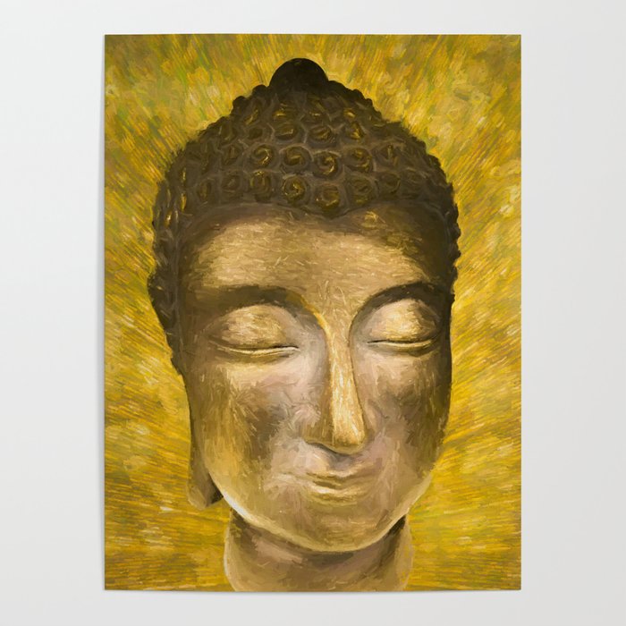 Gold buddha head by Brian Vegas Poster