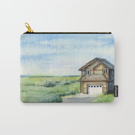 Beach House Landscape Watercolor | Long Beach, WA Carry-All Pouch