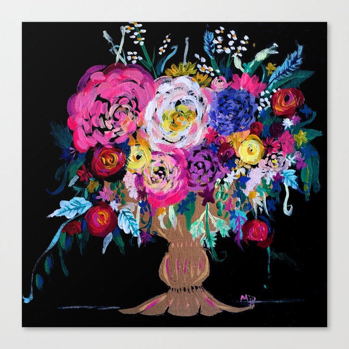 Bright Pinks Purple Orange And Yellow Bouquet In Gold Vase