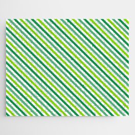 St. Patrick's Day Oblique Green Stripes Collection Jigsaw Puzzle