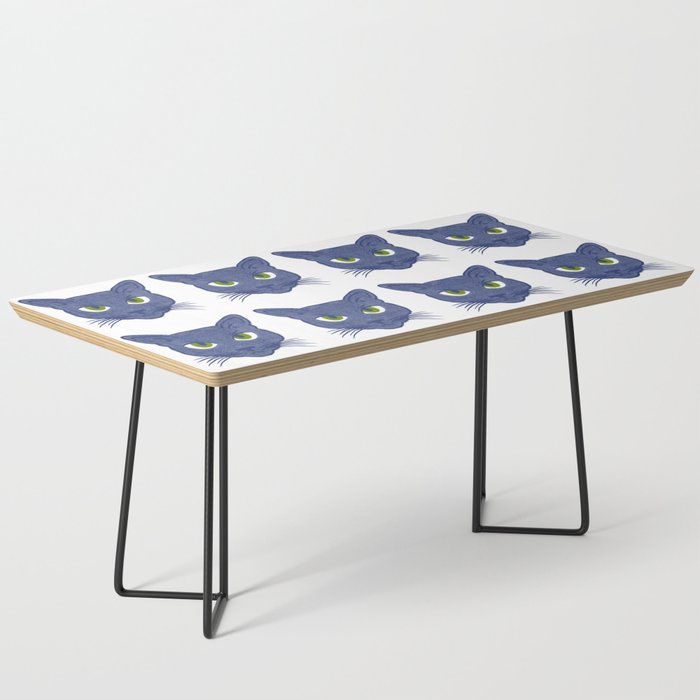 Retro Modern Periwinkle Cats White Pattern Coffee Table