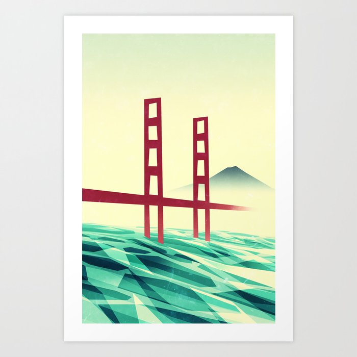 Discover the motif MISTY DAY AT THE GOLDEN GATE by Yetiland as a print at TOPPOSTER