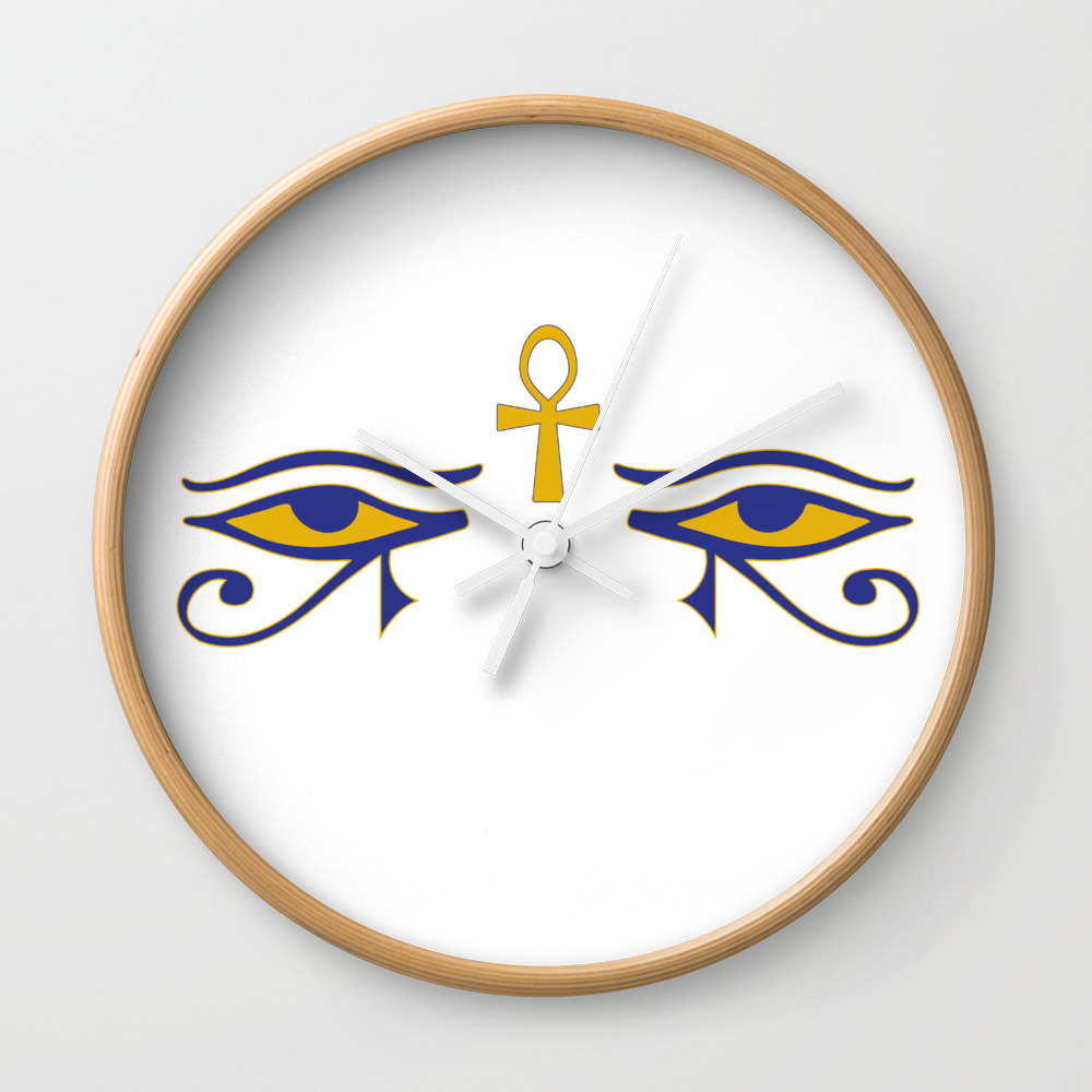 Egyptian Symbols Eye Of Horus With Ankh Wall Clock By Gen1vs