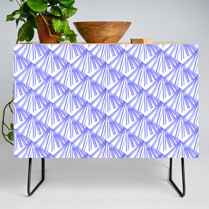 Art Deco Tropical Beach Palm Vacation Blue On White  Credenza