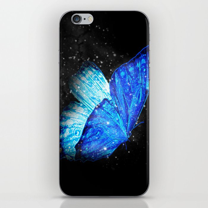 Glowing Blue Butterfly iPhone Skin