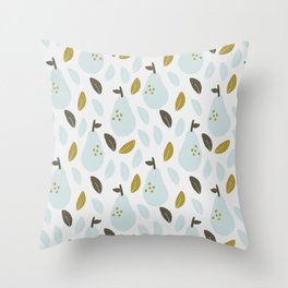 Teal Pears Throw Pillow