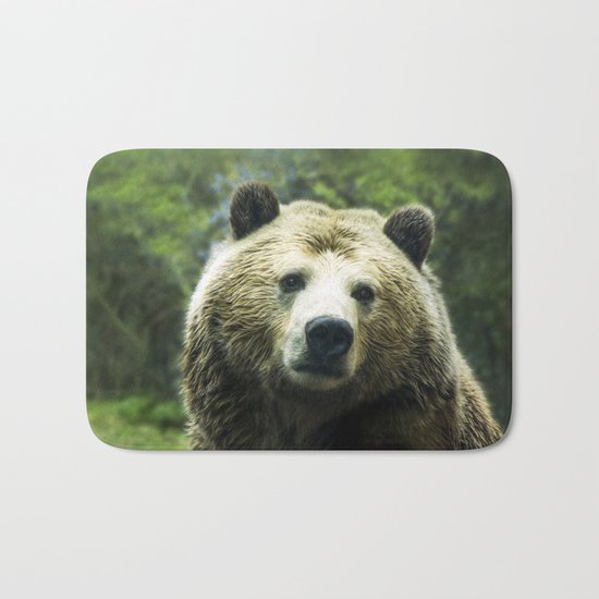 Big Brown Bear Grizzly Wildlife Forest Bath Mat