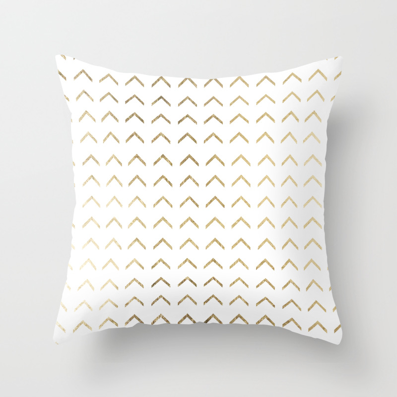 Simple Chic Faux Gold Zigzag Chevron Pattern Throw Pillow By