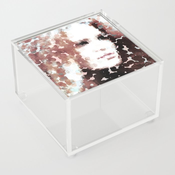 Within Abstract Textured Portrait of a Woman Acrylic Box