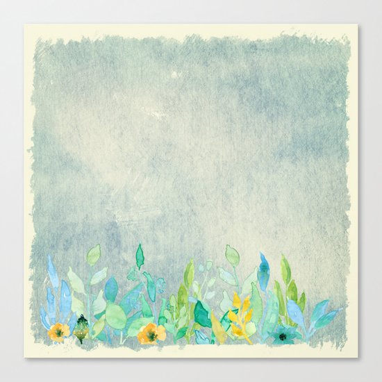 flowers in a meadow - Floral watercolor illustration Canvas Print