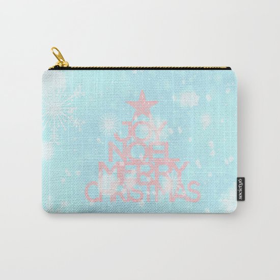 Joy,Noel,Merry Christmas and Star pattern - pink on aqua Carry-All Pouch