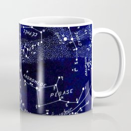 French December Star Map in Deep Navy & Black, Astronomy, Constellation, Celestial Coffee Mug