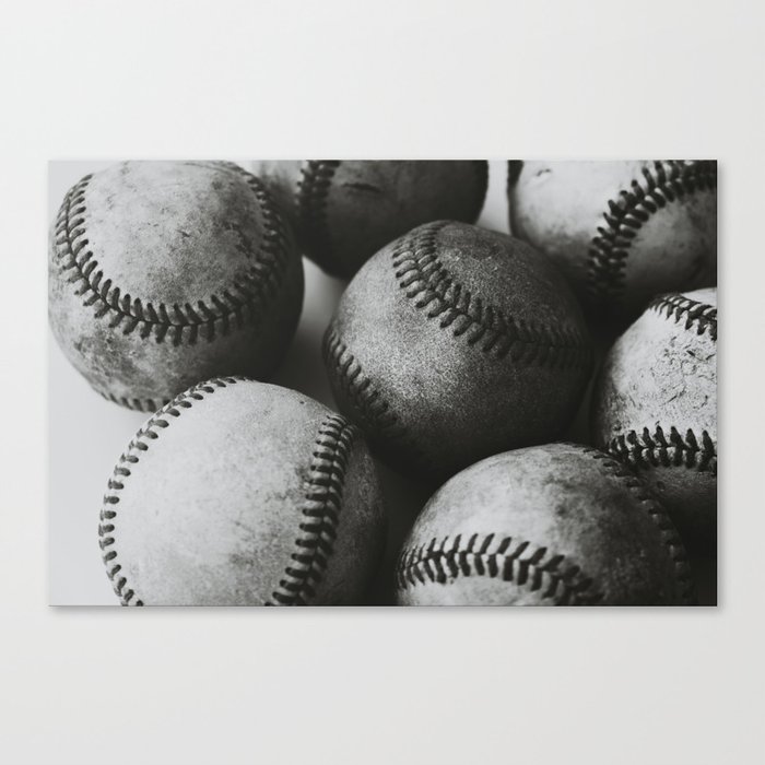 Old Baseballs in Black and White Canvas Print