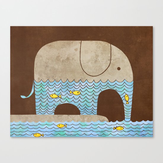 Thirsty Elephant - colour option Canvas Print